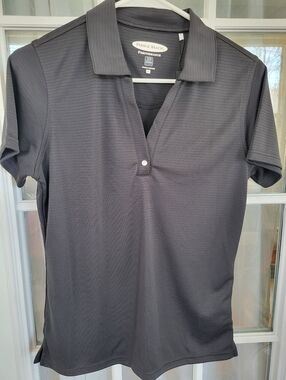 Pebble Beach Black  Performance Polo with One Snap Golf Shirt Collared